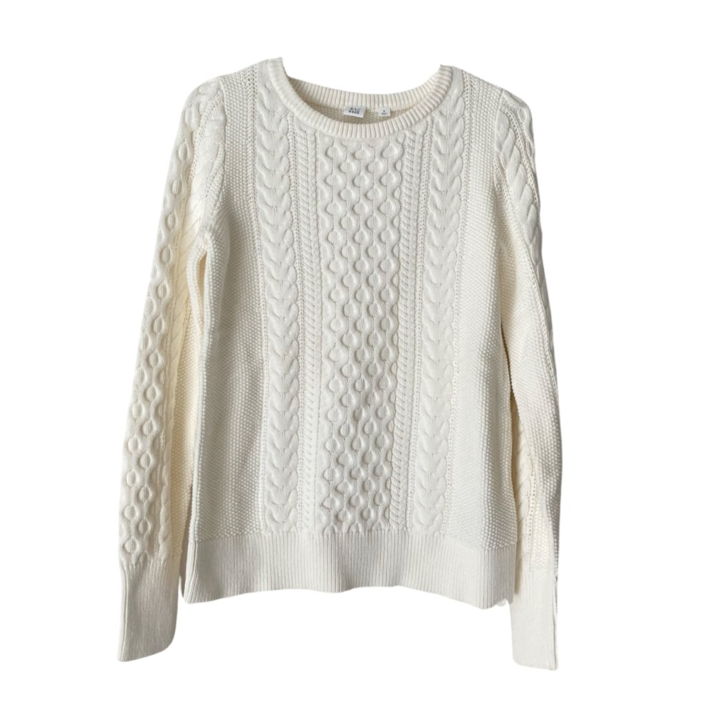 GAP Off White / Cream Cable-Knit Crewneck Sweater 100% cotton